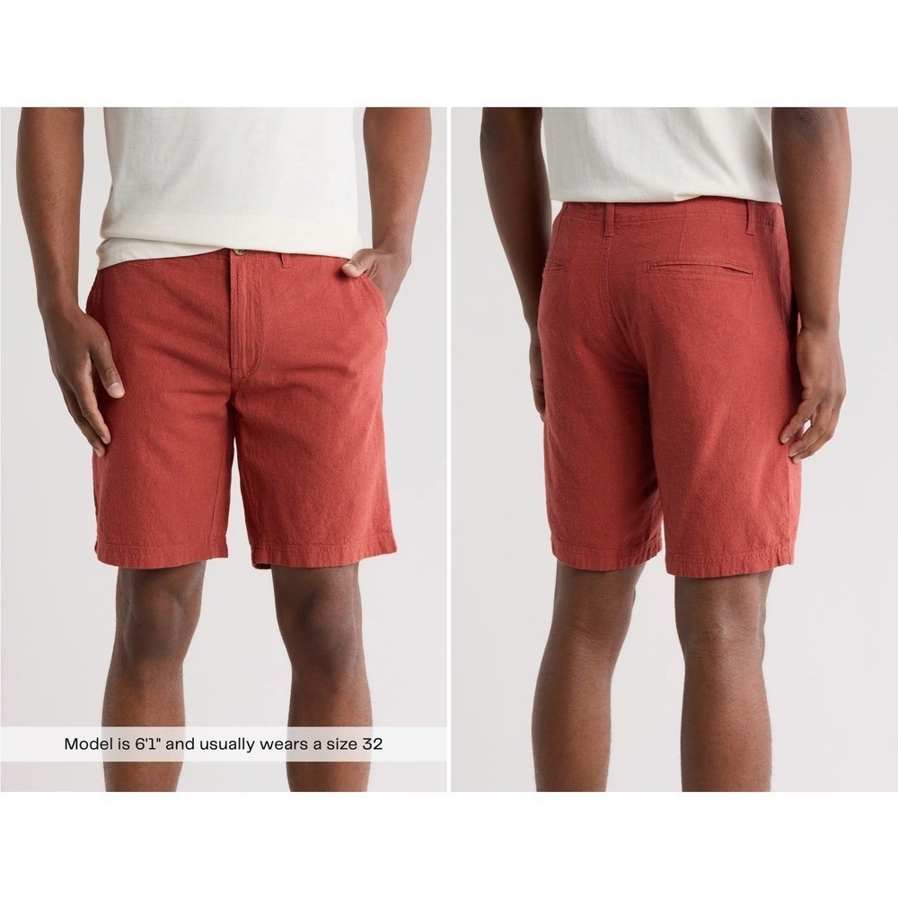 14th & Union Mens Slim Fit Shorts Size 40 Red Linen Cotton Blend Casual